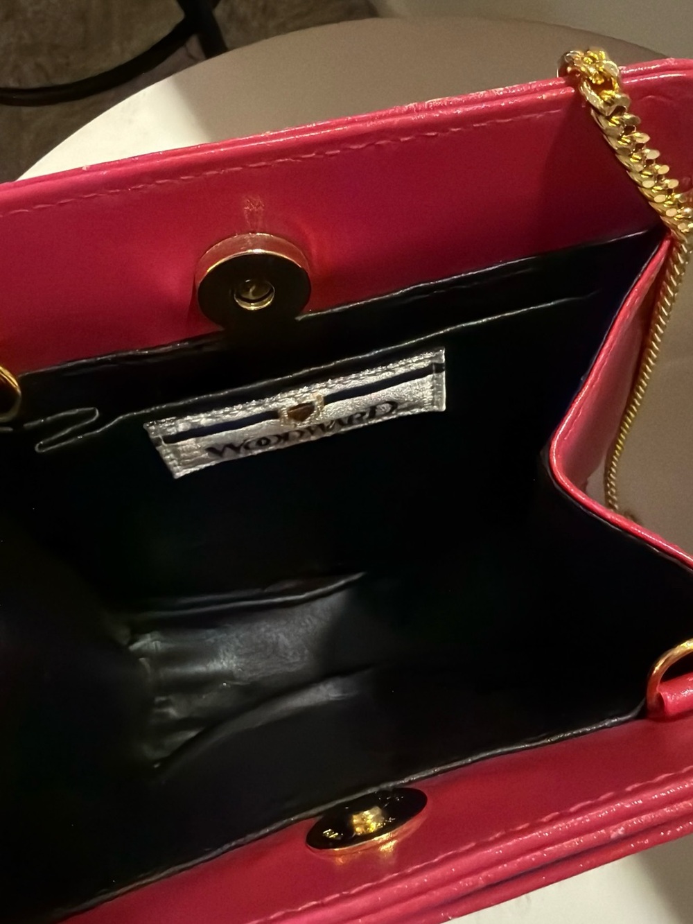 Fuchsia Crossbody Bag with Gold Chain Strap
